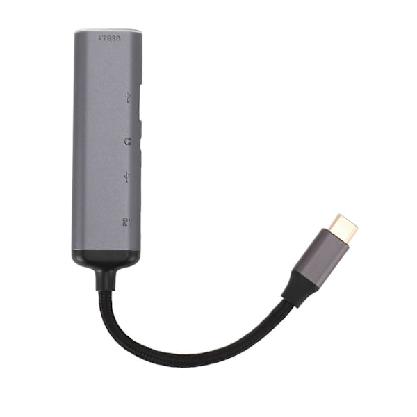 USB C Hub Multiport -sovitin 5 in 1, jossa 3,5 mm:n kuulokeliitäntä, USB3.1, USB2.0 Type A, PD-latausportti IOS-puhelimelle ja -tabletille