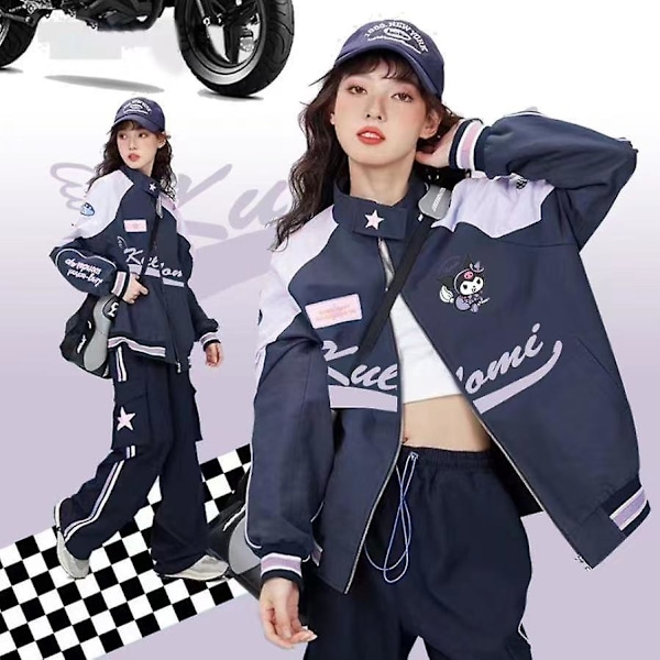 2023 Y2k Sanrio Kuromi Jacka Söt Min Melodi Cinnamoroll Biker Punching Dam Lös Racing Jackor Dam Casual Present Kuromi Jacka Kuromi Jacket l 50-55kg