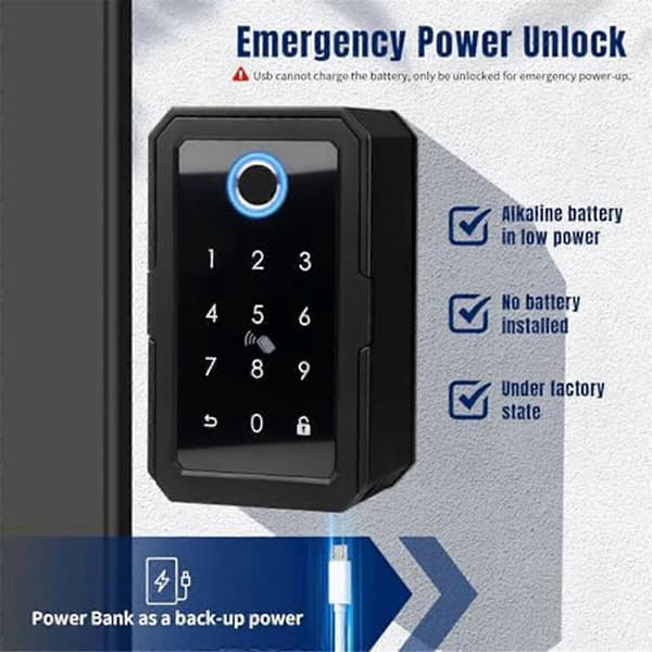 Smartkey Låseboks, Trådløs Smartlåseboks til Hjemmenøgle, Elektronisk Nøgleboks App Digital Kode Bluetooth K Black