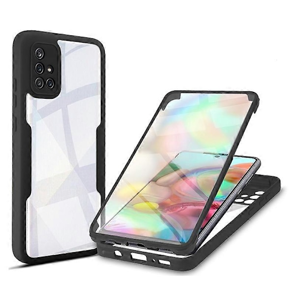 For Samsung Galaxy A71 4G Akryl + TPU 360 Graders Full Dekning Støtsikkert Telefondeksel Black