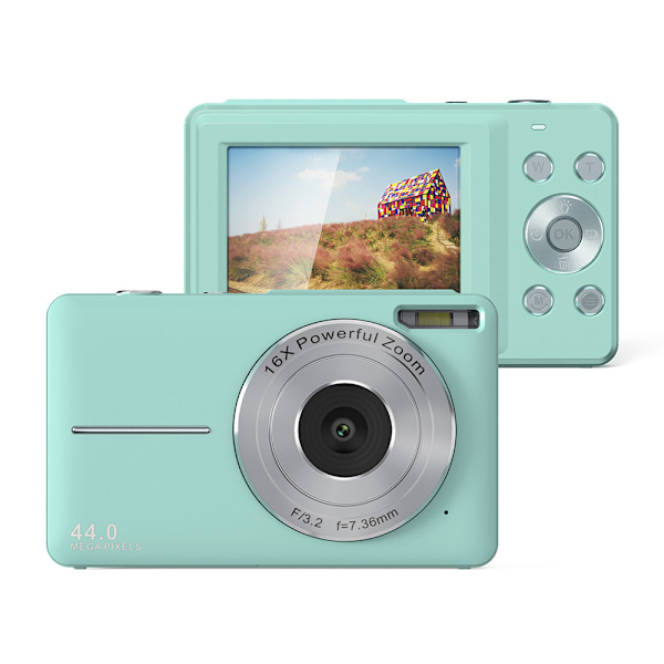 Digitalkamera 1080p FHD Kamera Autofokuskamera 44MP Kompaktkamera 2,4-tums LCD-skärm 16x Digital Zoom Uppladdningsbar Minikamera för