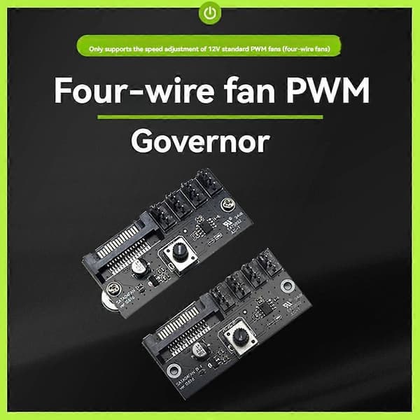 4-leder PWM-viftestyring Høyeffektskontroller NAS-serverviftehastighetskontroll PWM-viftehastighetsregulering SATA-strømforsyning Black