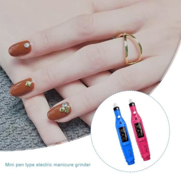 Mini elektrisk neglepolerer, penstil, lyserød og rød, europæisk standard