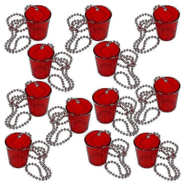 12 stk. Shotglas på perlekæde Brude Shotglas Kop på perlekæde - Rød - Modelkode25021-XG5416