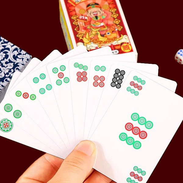 Bærbar Mahjong Papirkort Legetøj Interessant puslespil brætspil til familiemøder 2 Sets