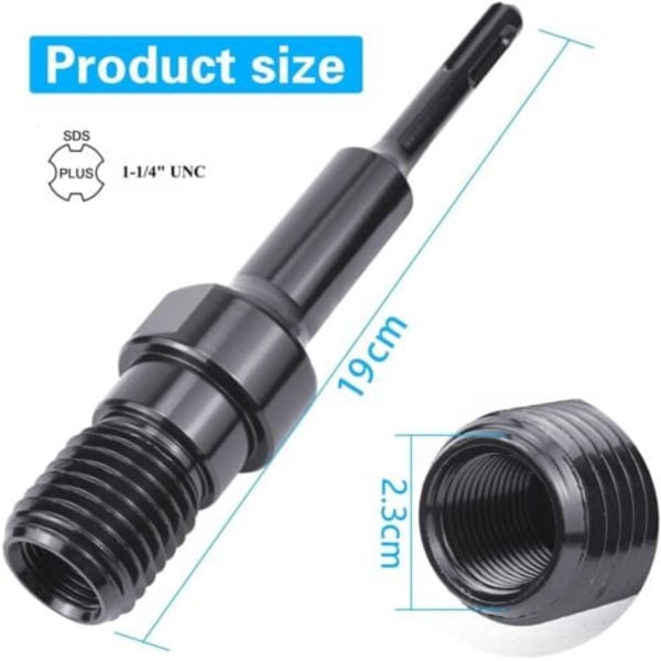 SDS Plus adapter til diamantborekrone 1 1/4\" UNC, Adapter til kerneboremaskine 190mm carotteuse.ca