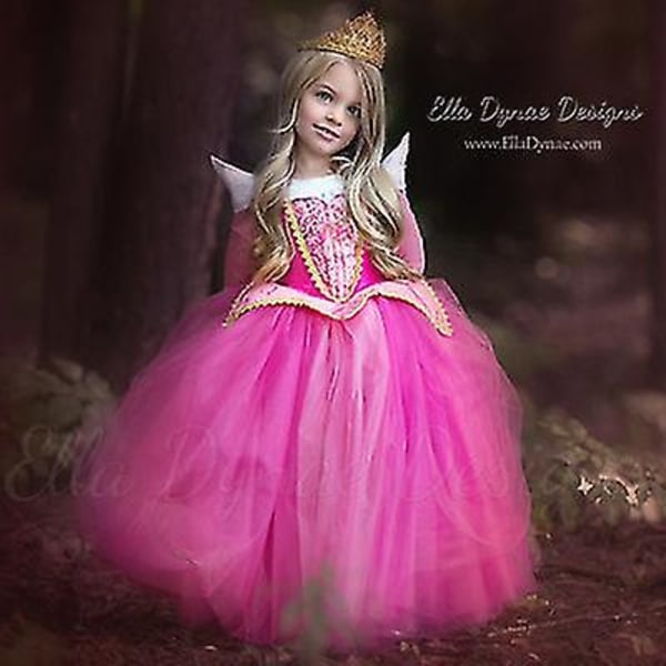 Prinsessklänning Regnbåge Tyllklänning Födelsedag Barnkläder pink_ca pink 130cm