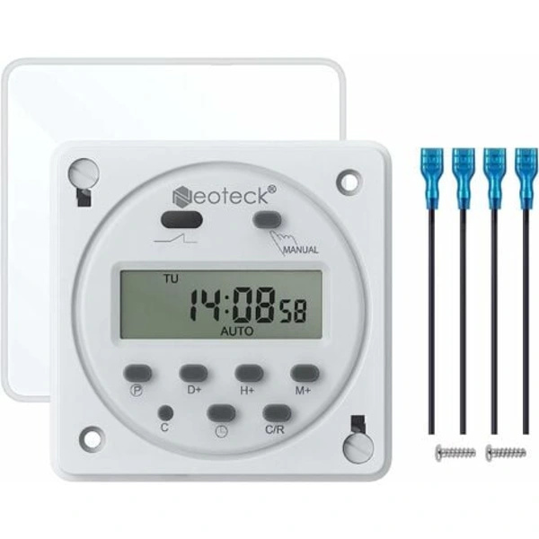 Programmerbar Timer 12V 16A med 16 Programmer, LCD-Display og Tyverisikring