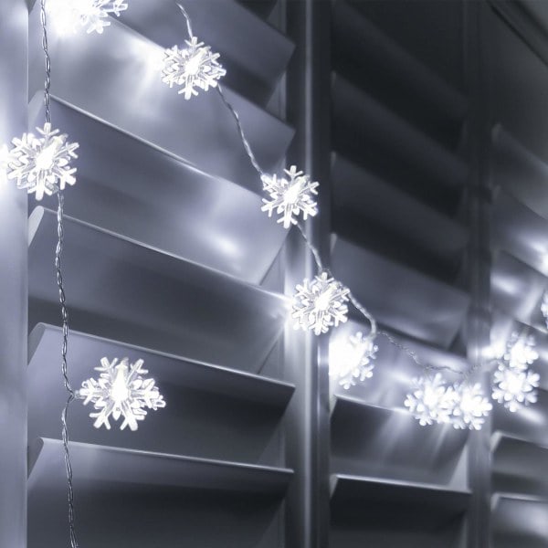LED Vit Snöflinga Batteridriven Inomhus Ljusslinga Juldekoration Träd (40 LED)