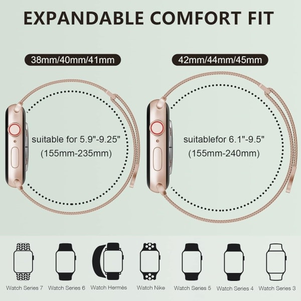 Kvinner og menn, nettinglenke i mesh stål Magnetisk lås for iWatch-rem (45mm/44mm/42mm/49mm, Regnbue).