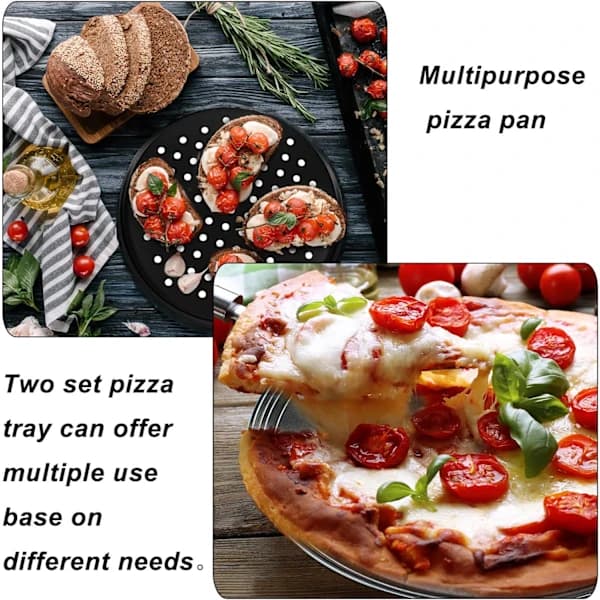 Pizzaform i stål för ugn, pizzabakform med hål, 30 cm rund
