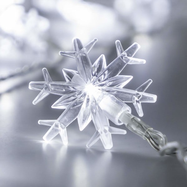 LED Vit Snöflinga Batteridriven Inomhus Ljusslinga Juldekoration Träd (40 LED)