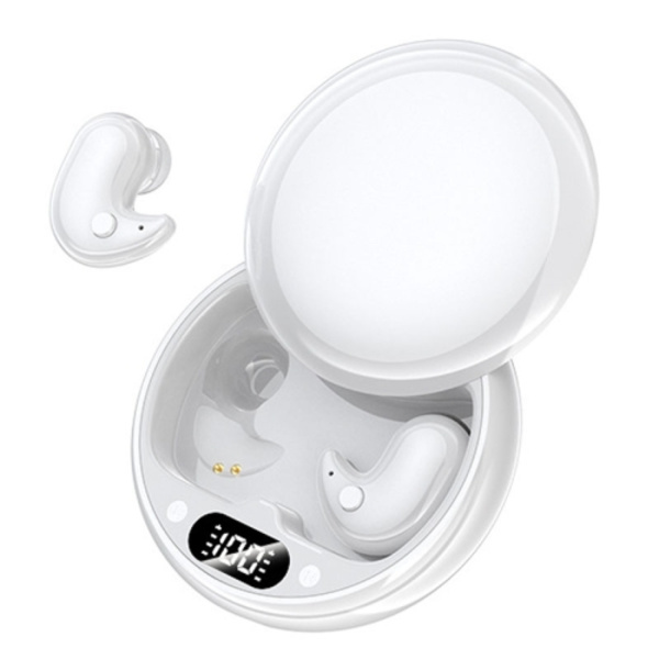 Bluetooth 5.3 Søvnhodetelefoner TWS Ekte Trådløse Mini In-Ear Side Soving Løping Sportshodetelefoner Vit