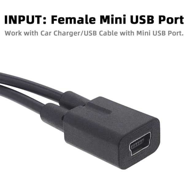2025 Seneste Model til Garmin USB Split Adapterkabel - Billader Splitter Mini USB Hun til Dobbelt Mini USB Han Port Dash Cam Radar Dete