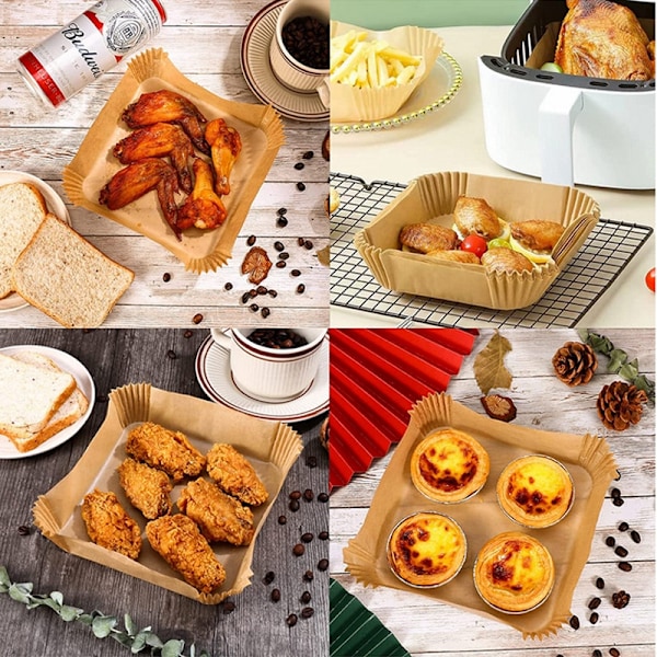 INF Air fryer -paperivuorat kertakäyttöiset 16 cm 50 kpl Natur Natur
