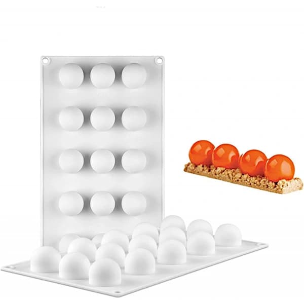 15 Hulrom Halvkule Silikonform Fondant Mousse Kakeform Silikonkake