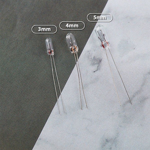 10 stk Mini 3/4/5 mm 3/6/12/24V glødelampe Edison Glødelampe Klar-Xin Klar 5mm: 12V Klar 4mm: 12V