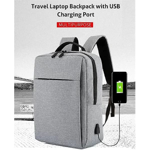 Rese-läppärireppu USB-latausportilla, harmaa, 17,3 tuumaa)