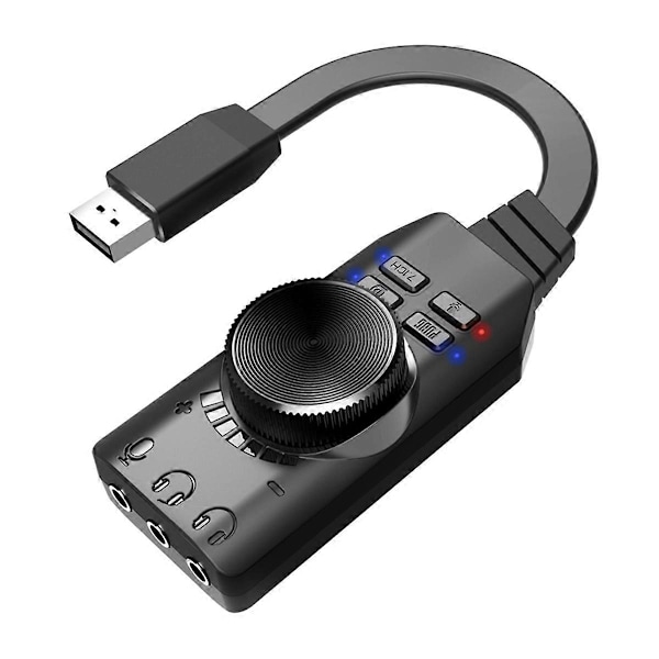 CASA USB Ulkoinen Äänikorttisovitin 7.1-kanavainen USB Tietokonepeli Äänikortti 3,5 mm USB-sovitin Peli Kuulokevahvistin
