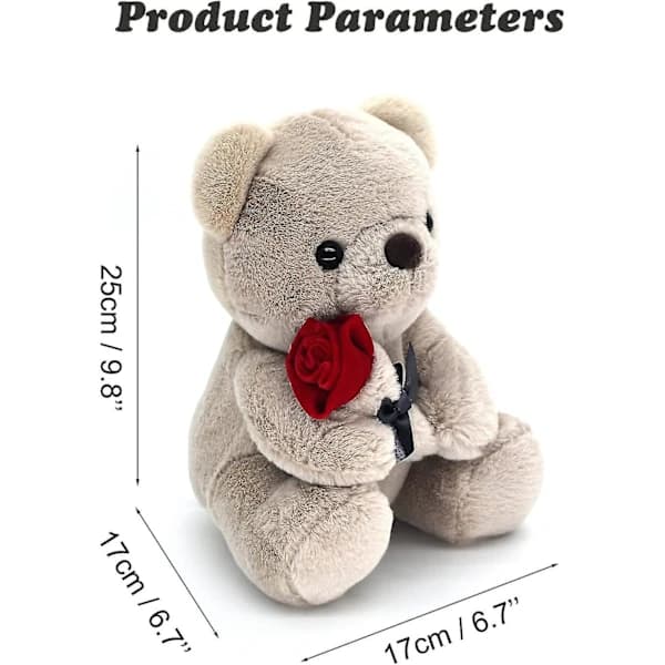 2,9 meter Grå Teddybjørn med Rose til Ham/Kæreste/Elsker/Mor/Barn