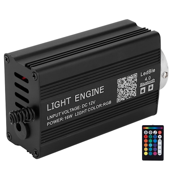 16W Fiberoptisk Lampa RGBW Fjärrkontroll Belysning för Bluetooth APP Kontroll 0.75mm x 2m KTV Bar Dekor US Kontakt 100‑240V