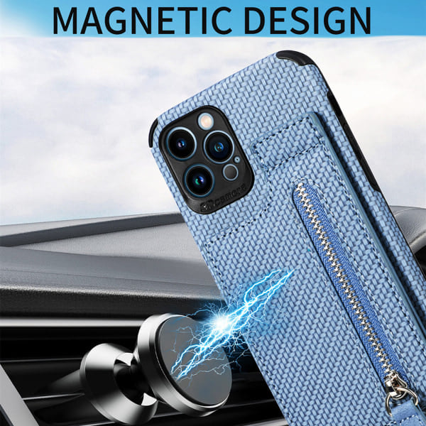 Lær Kortholder Magnetisk Lommebok Mobilskall iPhone 14 /14 Pro/14 Pro Max, iPhone 13 /13 Pro/13 Pro Max, iPhone, 12 /12 Pro/12Pro Max svart