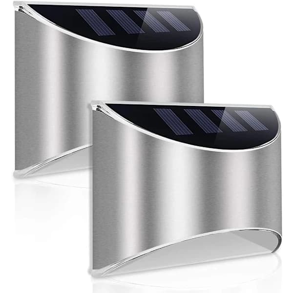 Vanntette solcellelamper for gjerde 2-pakning - Kaldhvit LED hagebelysning