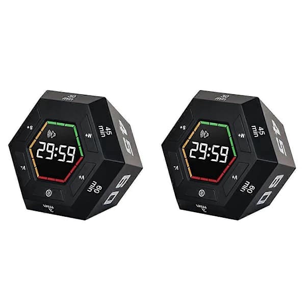 2X Pomodoro Timer, Produktivitetstimer, 3, 5, 15, 30, 45, 60 Minutters Forudindstillet Smart Nedtællingstimer, Timer
