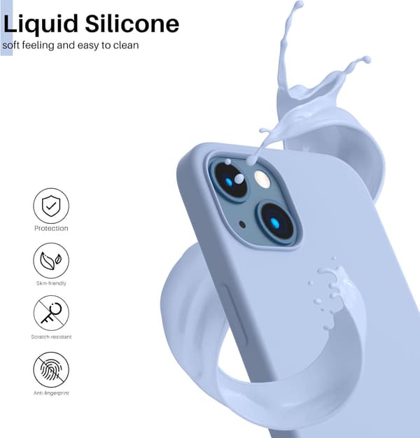iPhone 13 Case, Liquid Silicone Case for 6.1 inch iPhone 13, Ultra-thin Case, Full Coverage Shockproof Protective Soft Case Alpine Blue Alpine Blue