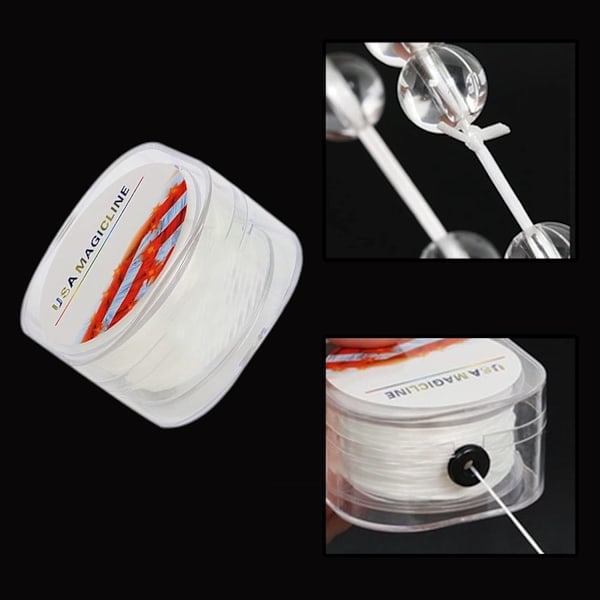 Elastinen nauha rannekoruihin, 0,8 mm valkoinen läpinäkyvä kela, 100 m kirkas, repeytymätön nylon, helmikorujen rannekoruaskarteluun 0.8MM