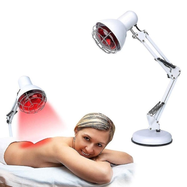 150W Nära Infraröd Röd Ljus Terapi Massage Värmelampa för Kropp, Nacke, Muskelsmärta, Ledvärk, Ryggsmärta, Blodcirkulation, Personlig Vård (Vit)