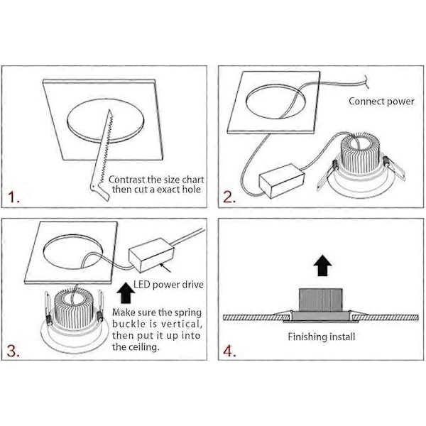 7W LED Downlight Dimbar Svart 230V 5 stk, 700LM = 70W, IP44, Kaldhvit 6000K, Utskjæring 80-90mm, [Energiklasse A]