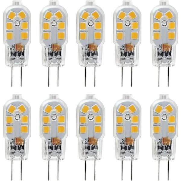 G4 LED Bulbs 12V, 1W Equivalent to 10W Halogen, Non-Dimmable, 10-Pack