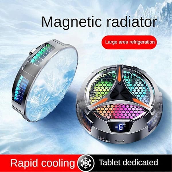 X42 Tablet Radiator Tablet Køler RGB Farverig Belysning 10cm Magnetisk Halvlederkøler Køleblæser til Tablet