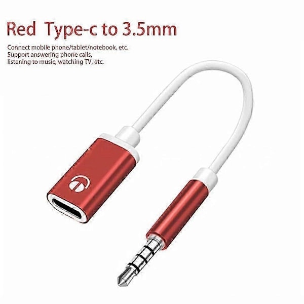 3,5 mm Hane till Typ-C Hona Hörlursadapter Platt Analog Rund S5J7