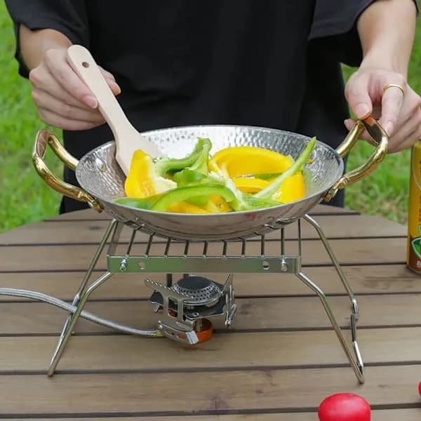 Bærbart udendørs kulgrillstativ med justerbart foldbart rustfrit stålnet til picnic og udendørs madlavning sølv