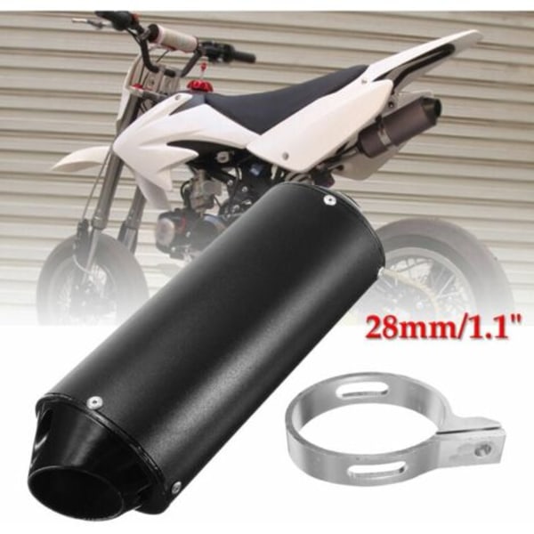 Ulisem Aluminium ljuddämpare avgasrör ID 28mm för 90cc 110cc 125cc 150cc 4-takt svart (svart, 1x).ca