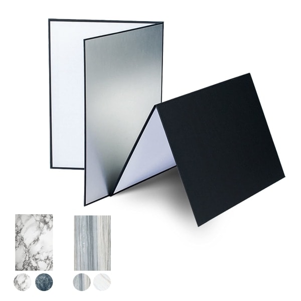 Fotolysreflektor A3 x 2, 3 i 1 Bærbar Foldbar Reflektor, Fotolysreflektor til Stilllebenfotografering, med 2X Fotobaggrundspapir
