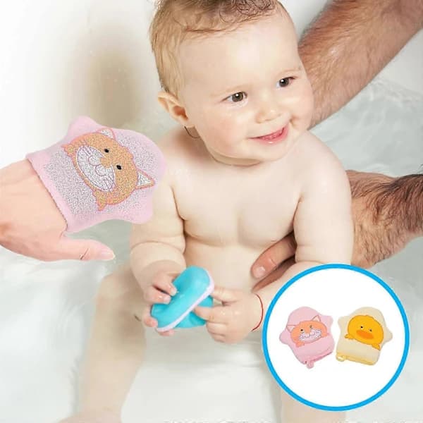Baby Badvante 2 st Tecknat Tryck Mjuk Tvättlapp Skrubber