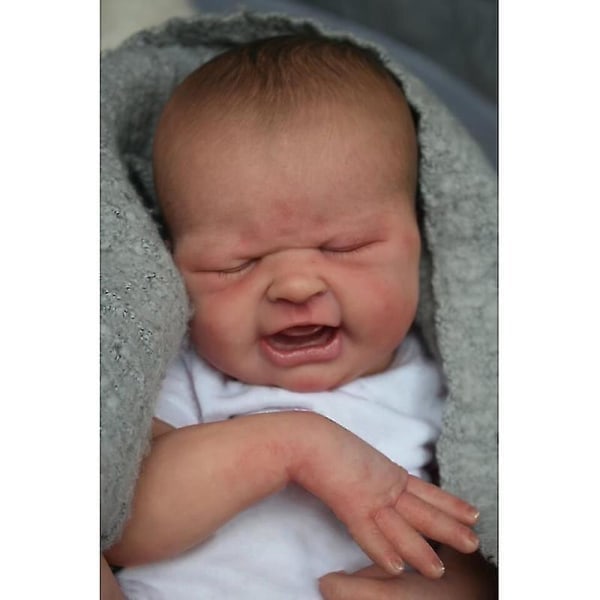 19 tommers ferdigmalt Reborn-dukke Maria \"Baby's First Cry\" - Samme som bilde, 3D hudmalt hår, Synlige årer