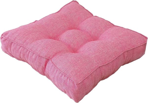Setepute, tykt polstret polyester med PP-bomullsfyll, for spisestoler, benker og gulv, rosa, 45 x 45 x 10 cm