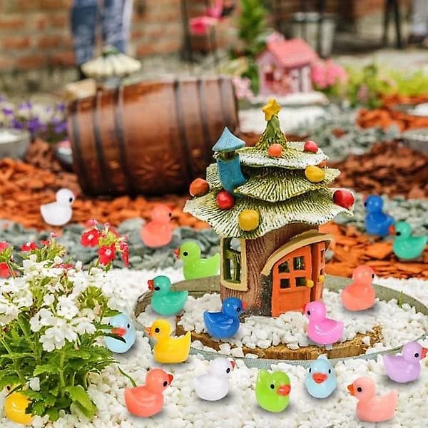 Mini Ankor 10 Farger Små Figurer Bulk for Akvarium Dekorasjon Landskapsarkitektur Glow Tiny Ducks