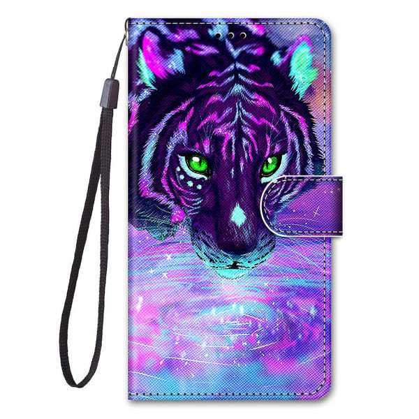 CASA Cover til Motorola Moto E22i Malet cover Magnetisk Coque-cover Etui-lukning - Marmor Tiger