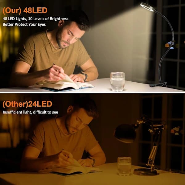 Clip-on leselys, USB-skrivebordslampe, øyebeskyttelsesbok