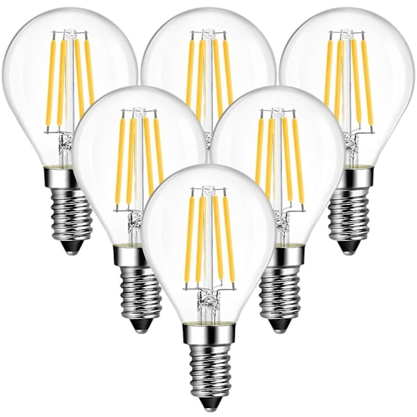 2 stk. 4w G45 E14 LED-pære med glødetråd, ikke dæmpbar, 2700k varm hvid