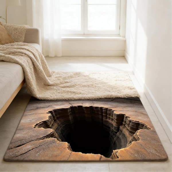 3D Optisk Illusjonsteppe, Polyester, Sklisikkert Og Vaskbart, For Stue, Soverom, Gang, Innendørs Og Utendørs, 50 x 80 cm