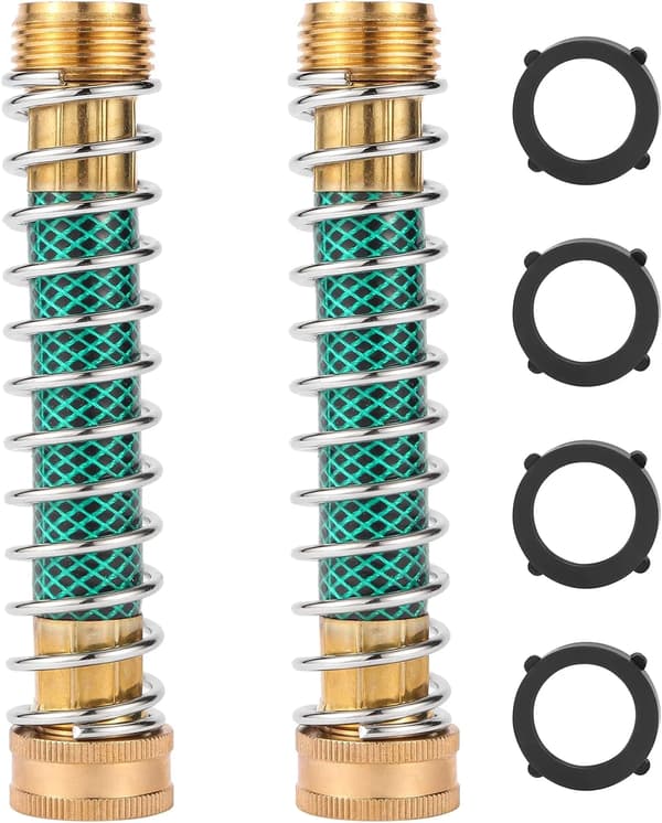 Trädgårdsslangförlängningsadapter med spiralfjäder-kinkskydd för utomhusbevattning, 3/4 tum, 2-pack