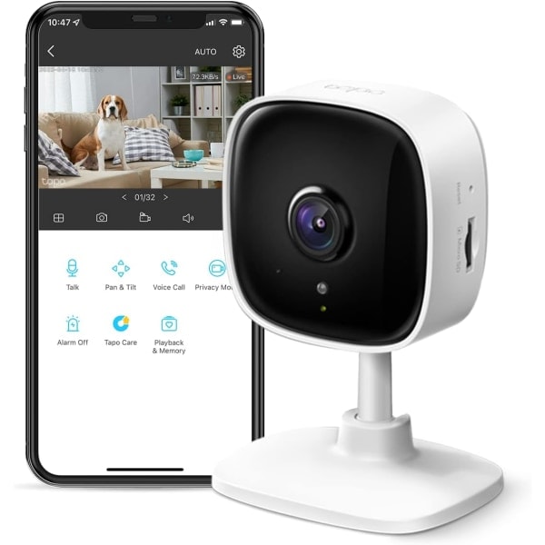 TP-Link Tapo 1080P Innendørs Sikkerhetskamera for Babymonitor, Hund