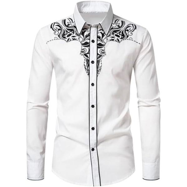 Västerländsk cowboyskjorta för män, moderiktig slim fit-design, svart 4 S_ca Black 4 S