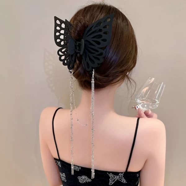 Butterfly Tofs Hiusklipsi Ponytail Claw Clip BEIGE beige[ca]